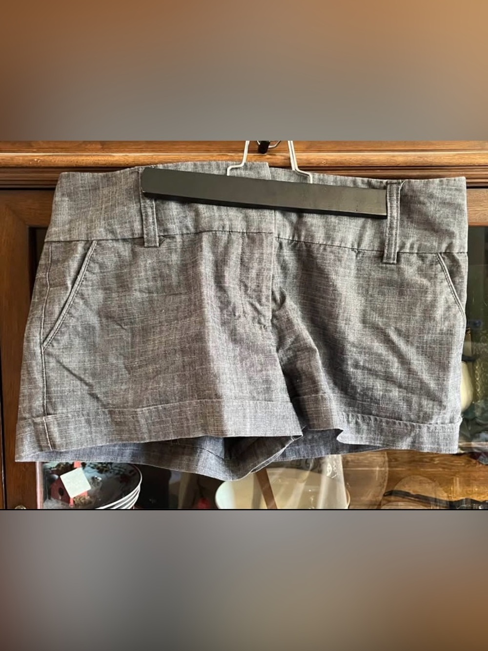 GUESS Women's Heather Gray High-Waist Tailored Shorts